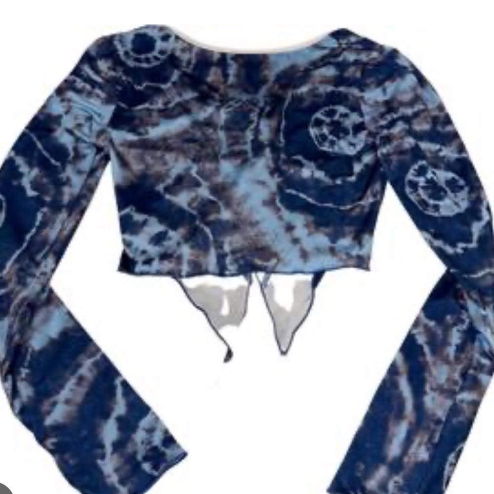 Women's Navy Blue Crop-top Front Zipper Size S - Picture 4 of 10